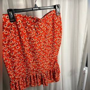SHEIN Red Floral Pencil Skirt